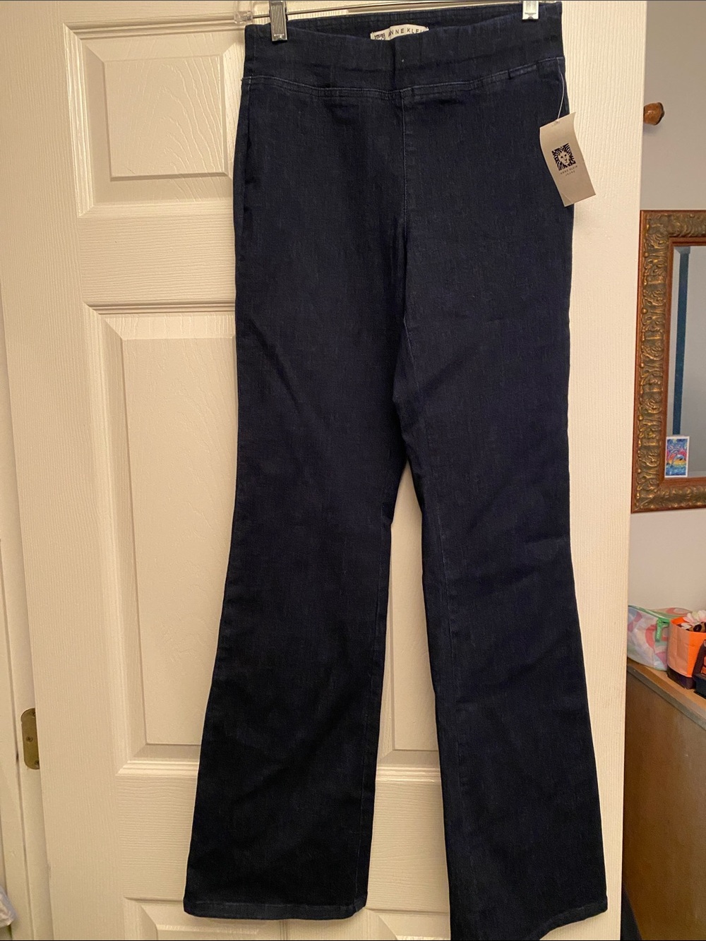 Anne Klein Dark Navy Wide-Leg Jeans